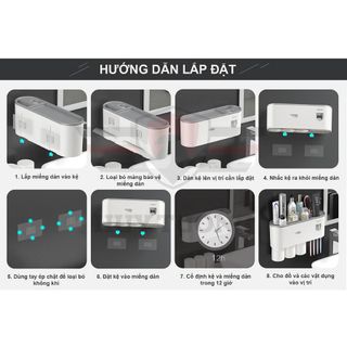 Bộ nhả kem đánh răng thông minh, kệ treo dụng cụ nhà tắm tích hợp với bộ nhả kem tự động kèm 1 khe đựng cốc nước