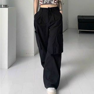 055 - QUẦN KAKI ỐNG RỘNG , TÚI HỘP , CẠP CHUN HAI MÀU ĐEN XANH M60