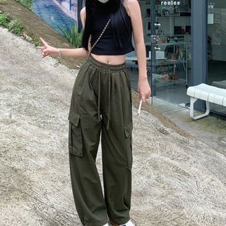 055 - QUẦN KAKI ỐNG RỘNG , TÚI HỘP , CẠP CHUN HAI MÀU ĐEN XANH M60