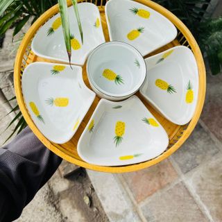 Bộ bát đĩa hoa mặt trời Gốm Bát tràng