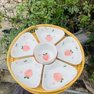 Bộ bát đĩa hoa mặt trời Gốm Bát tràng