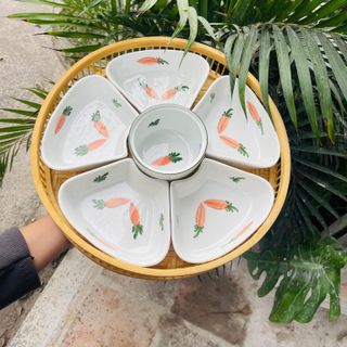 Bộ bát đĩa hoa mặt trời Gốm Bát tràng