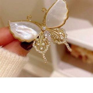 Ghim Trâm Cài Áo Hình Bướm Phong Cách Pháp Cổ Điển Đá Trắng Thanh Lịch Dành Cho Nữ 4.2cm