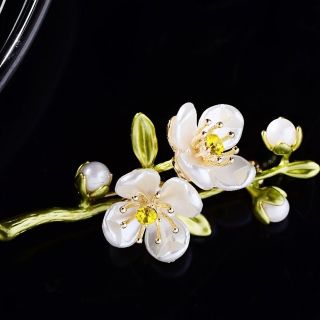 Ghim Trâm Cài Áo Hình Hoa Nhài Màu Xanh Lá Kiểu retro Thời Trang Dự Tiệc Cưới / Văn Phòng Cho Nữ 5.6cm