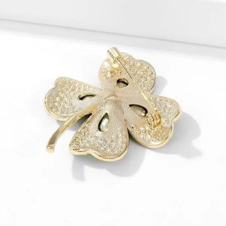 Ghim Trâm Cài Áo Hình Cỏ Bốn Lá Đính Đá Xanh 4.8cm Cao Cấp Thời Trang Dành Cho Nam Nữ