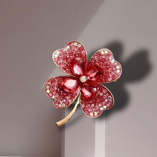 Ghim Trâm Cài Áo Hình Cỏ Bốn Lá Đính Đá Thời Trang 4.5cm Dành Cho Nam Nữ