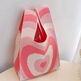 Túi Xách Bucket Tote Đan Len Dệt Kim Thủ Công dày, bền đựng đồ ăn trưa, ly cà phê phiên bản Nhật Bản, Hàn Quốc