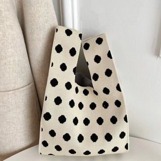Túi Xách Bucket Tote Đan Len Dệt Kim Thủ Công dày, bền đựng đồ ăn trưa, ly cà phê phiên bản Nhật Bản, Hàn Quốc
