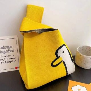 Túi Xách Bucket Tote Đan Len Dệt Kim Thủ Công dày, bền đựng đồ ăn trưa, ly cà phê phiên bản Nhật Bản, Hàn Quốc