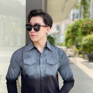 ÁO SƠ MI NAM, ÁO SƠ MI DÀI TAY, ÁO SƠ MI LOANG ĐEN