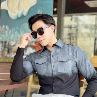 ÁO SƠ MI NAM, ÁO SƠ MI DÀI TAY, ÁO SƠ MI LOANG ĐEN