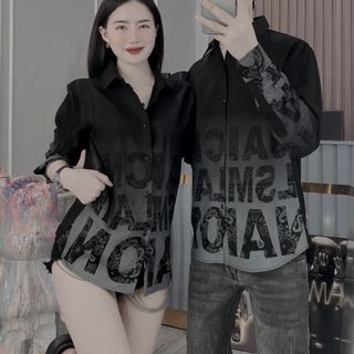 ÁO SƠ MI THỜI TRANG NAM, ÁO SƠ MI TAY DÀI, ÁO SƠ MI ĐŨI LOANG IN CHỮ