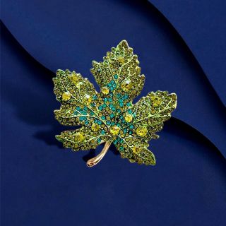 Ghim Cài Áo Hình Lá Phong Đính Pha Lê Lấp Lánh 5.2cm Phong Cách Vintage Thanh Lịch Dành Cho Nam Nữ
