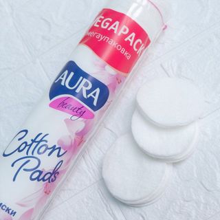 Bông tẩy trang aura 150 miếng( Thành phần 100% cotton thiên nhiên, rất dai và mềm mại, mịn màng cho da. )