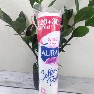 Bông tẩy trang aura 150 miếng( Thành phần 100% cotton thiên nhiên, rất dai và mềm mại, mịn màng cho da. )