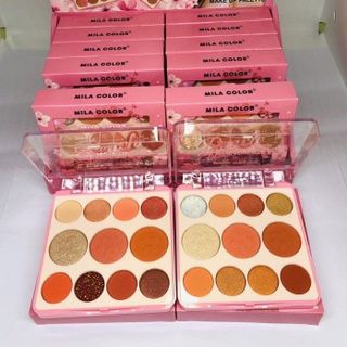 Bảng phấn mắt màu đào MILA COLOR màu ngọt ngào Bảng phấn mắt 11 màu Matte, Shimmer, Long lanh trong một hộp phấn 18 g