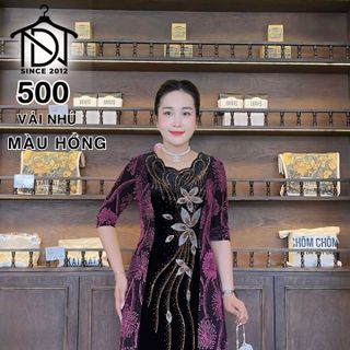 Đầm dạ hội trung niên chất nhũ kim sa co giãn cực tốt cho mẹ dự tiệc sang trọng bigsize cao cấp M500