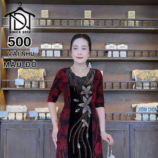Đầm dạ hội trung niên chất nhũ kim sa co giãn cực tốt cho mẹ dự tiệc sang trọng bigsize cao cấp M500