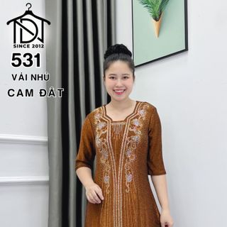 Đầm MAXI trung niên dự tiệc sang trọng vải nhũ ánh kim cao cấp tặng mẹ co giãn tốt bigsize 80kg M531