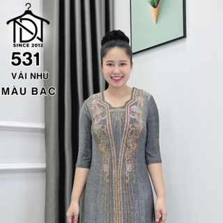 Đầm MAXI trung niên dự tiệc sang trọng vải nhũ ánh kim cao cấp tặng mẹ co giãn tốt bigsize 80kg M531