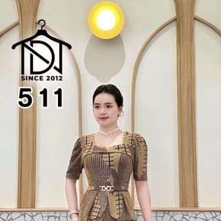 Đầm trung niên dự tiệc sang trọng vải kim tuyến nhũ kim sa đính đá tặng mẹ co giãn tốt bigsize 80kg M511