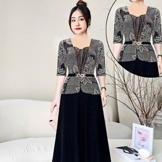 Đầm dạ hội trung niên chất liệu nhũ co giãn cực tốt. cho mẹ dự tiệc sang trọng bigsize M509