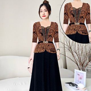 Đầm dạ hội trung niên chất liệu nhũ co giãn cực tốt. cho mẹ dự tiệc sang trọng bigsize M509