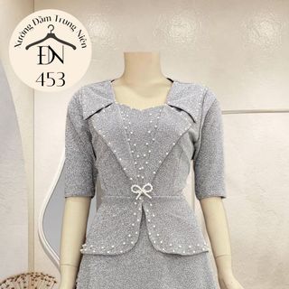 Đầm dạ hội trung niên chất liệu nhũ ánh kim co giãn cực tốt. cho mẹ dự tiệc sang trọng bigsize 75KG M453