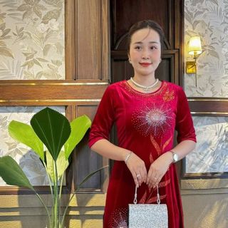 Đầm MAXI trung niên dự tiệc sang trọng vải nhung đính đá cao cấp tặng mẹ co giãn tốt bigsize 75kg M539