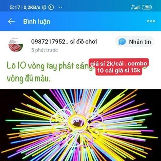 Lô 10 vòng tay phát sáng vòng đủ màu