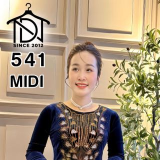 Đầm trung niên dự tiệc sang trọng vải nhung cao cấp đính đá, tặng mẹ co giãn tốt bigsize 75kg M541