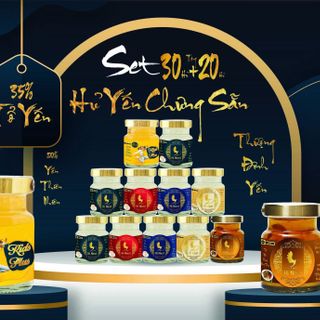 Set 14 hũ yến tặng kèm 6 hủ Chưng sẵn mix vị 35% tổ yến tươi/lọ 70ml - yến sào cao cấp (không kèm hộp)