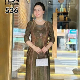 Đầm MAXI trung niên dự tiệc sang trọng vải nhũ ánh kim cao cấp tặng mẹ co giãn tốt bigsize 80kg M536