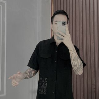ÁO SƠ MI NAM, ÁO SƠ MI CẶP, SƠ MI VẢI ĐŨI IN CHỮ NỔI