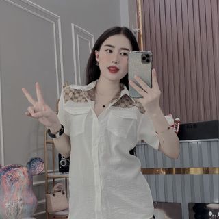ÁO SƠ MI NAM, ÁO SƠ MI ĐŨI PHỐI VẢI  TRẮNG ĐEN