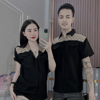 ÁO SƠ MI NAM, ÁO SƠ MI ĐŨI PHỐI VẢI TRẮNG ĐEN