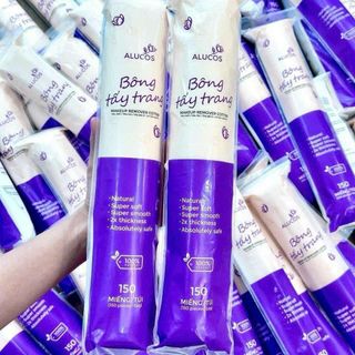 Bông tẩy trang Alucos 150 miếng cây tròn