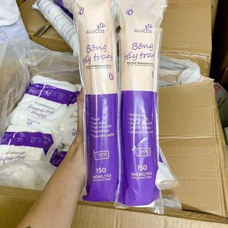 Bông tẩy trang Alucos 150 miếng cây tròn