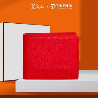Bóp Gập Ngang Nam Da Bò Thật Cao Cấp KALIS x Thiendi WCMS05 Bóp Ví Da Bò Nam Nguyên Tấm Full Hộp Có Bảo Hành