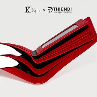 Bóp Gập Ngang Nam Da Bò Thật Cao Cấp KALIS x Thiendi WCMS05 Bóp Ví Da Bò Nam Nguyên Tấm Full Hộp Có Bảo Hành