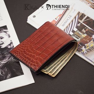 Bóp Cá Sấu Nam Da Lưng Cao Cấp Hàng Hiệu Kalis x Thiendi Chính Hãng WANN03 Bóp Ví Da Nam Cá Sấu Full Hộp Có Bảo Hành