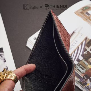 Bóp Cá Sấu Nam Da Lưng Cao Cấp Hàng Hiệu Kalis x Thiendi Chính Hãng WANN03 Bóp Ví Da Nam Cá Sấu Full Hộp Có Bảo Hành