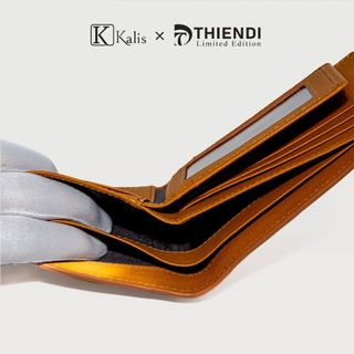 Ví Gập Ngang Nam Da Bò Thật Cao Cấp Hàng Hiệu Kalis x Thiendi WCMS06 Bóp Ví Da Bò Nam Nguyên Tấm Full Hộp Có Bảo Hành
