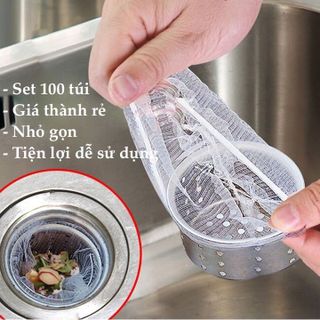 Set 100 Túi Lưới Lọc Rác Bồn Rửa Chén. Combo 100 túi lọc rác bồn rửa chén, bát siêu tiện dụng