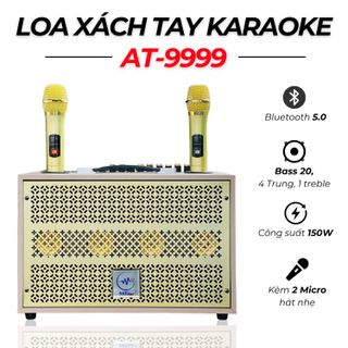 Loa Xách Tay Karaoke AT9999 Bass 20 Hệ Thống 6 Loa 3 Đường Tiếng Âm Bay Bổng Kèm 2 Micro Hát Nhẹ giá sỉ