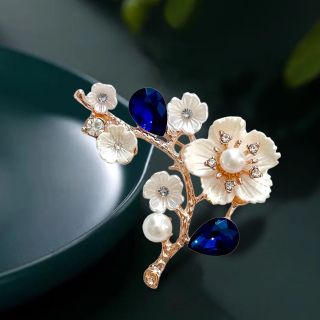 GHIM CÀI ÁO HÌNH CÀNH HOA ĐÍNH PHA LÊ THỜI TRANG CAO CẤP 6.5cm DÀNH CHO NỮ