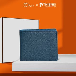 Ví Nam Ngang Da Bò Thật Cao Cấp Hàng Hiệu KALIS x Thiendi WCMN04 Bóp Ví Da Bò Nam Nguyên Tấm Full Hộp Có Bảo Hành