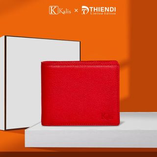 Ví Da Bò Thật Làm Quà Tặng Cao Cấp Hàng Hiệu KALIS x Thiendi WCMG05 Bóp Ngang Nam Đẹp Da Thật Full Box Có Bảo Hành