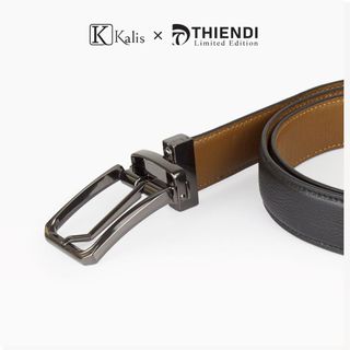 Dây Lưng Xoay Cao Cấp Hàng Hiệu Kalis x Thiendi BCMS121 Dây Nịt Thắt Lưng Nam 2 Mặt Xoay Chiều 360 Độ Da Bò Thật Cao Cấp