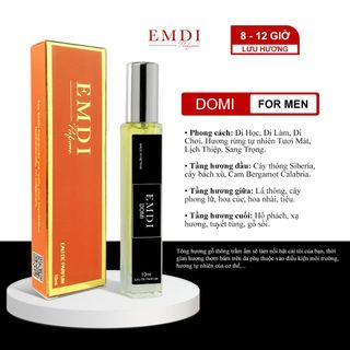 Tinh dầu nước hoa nam chính hãng EMDI Domi 10ml - Mạnh mẽ, Nam tính, Sang trọng - tinh dầu nước hoa thơm lâu nam